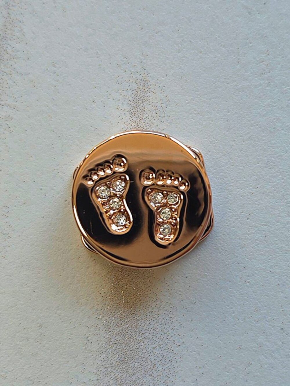 Lot of 5 KEEP Collective Baby Feet Disk Charm Rose Gold Crystal Pave